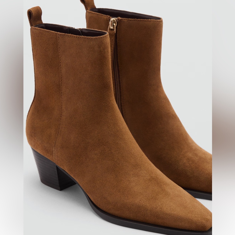 Mango Medium Brown Suede Ankle Boots - Picture 3 of 8